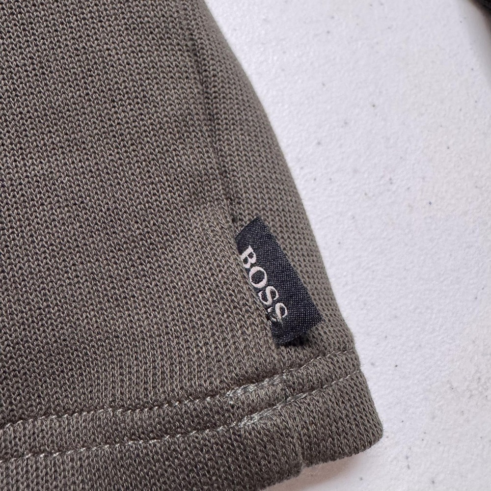 Hugo Boss Sweater Mens Medium Olive Green Mock‎ Neck Snap Placket Regular Fit - Picture 9 of 12